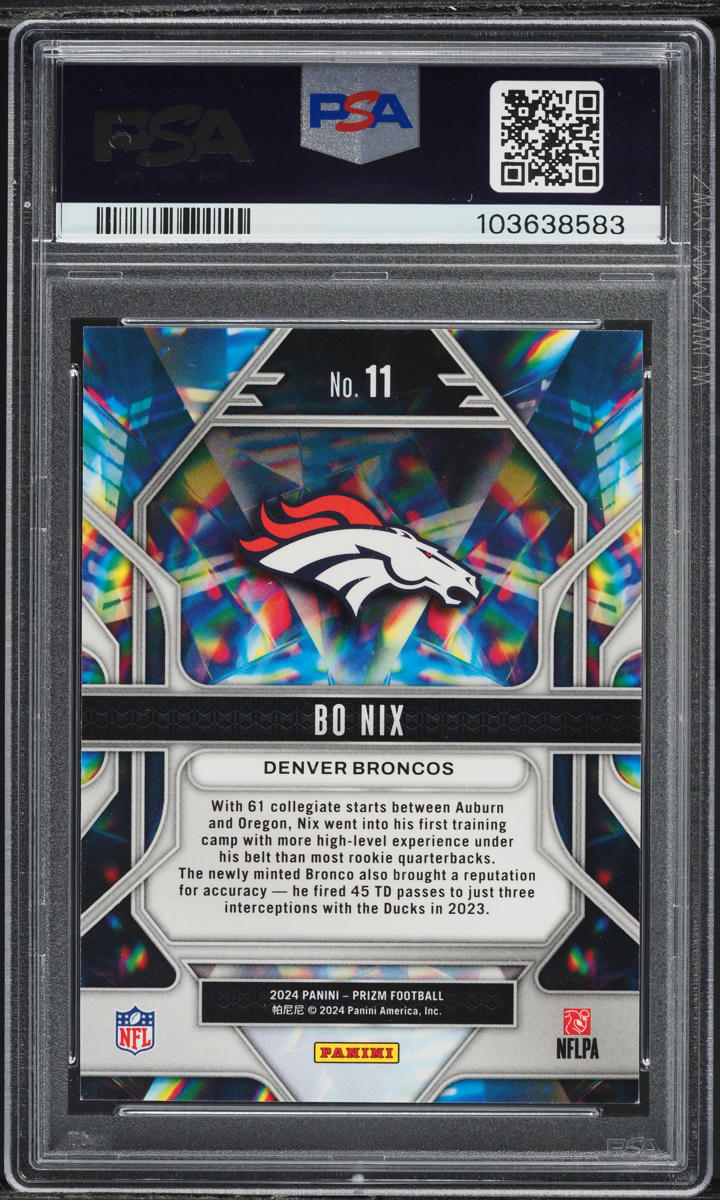 2024 Panini Prizm Prizmatic Bo Nix ROOKIE #11 PSA 7 NRMT