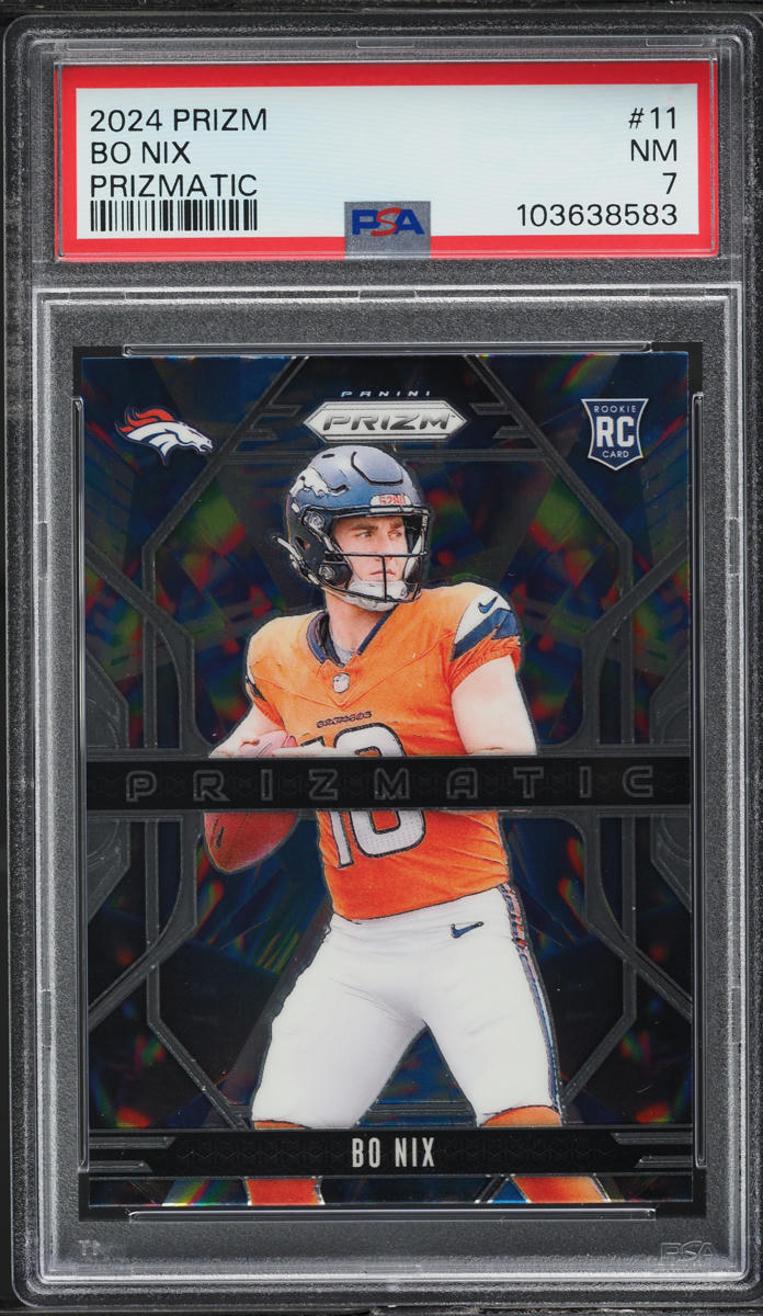 2024 Panini Prizm Prizmatic Bo Nix ROOKIE #11 PSA 7 NRMT