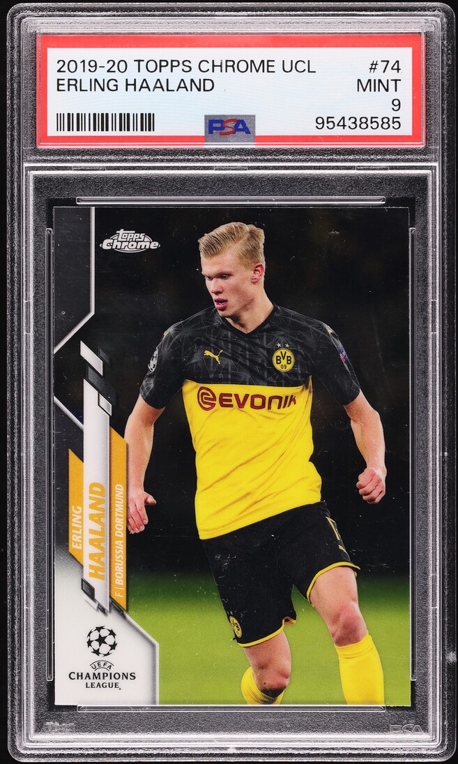 2019 Topps Chrome UEFA Champions League Erling Haaland ROOKIE #74 PSA 9 MINT