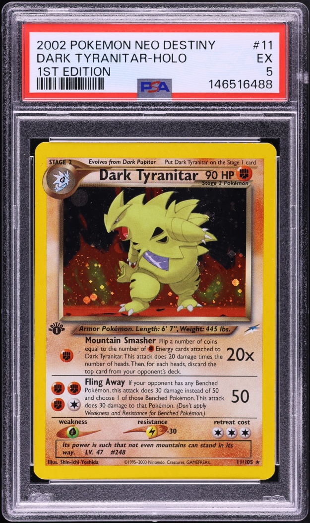 2002 Pokemon Neo Destiny 1st Edition Holo Dark Tyranitar #11 PSA 5 EX