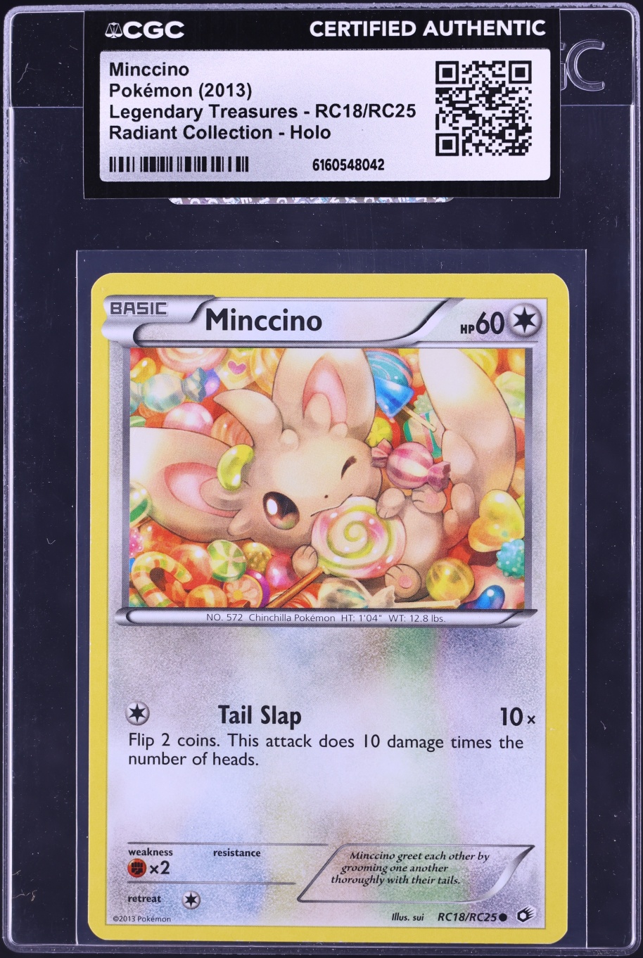 2013 Pokemon Black & White Legendary Treasures Radiant Collection Holo Minccino #RC18 CGC AUTH