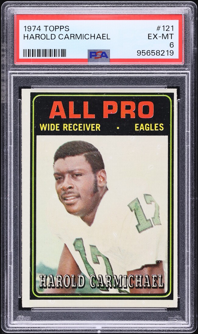 1974 Topps Football Harold Carmichael ROOKIE, ALL-PRO #121 PSA 6 EXMT