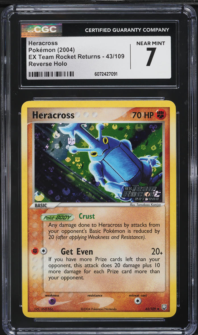 2004 Pokemon EX Team Rocket Returns Reverse Holo Heracross #43 CGC 7 NRMT