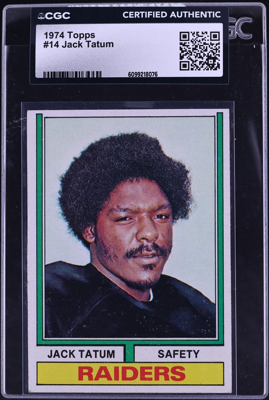 1974 Topps Football Jack Tatum #14 CGC AUTH
