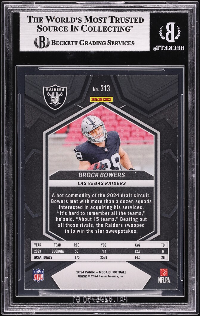 2024 Panini Mosaic Brock Bowers ROOKIE #313 BGS 9 MINT