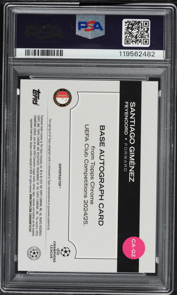 2024 Topps Chrome UEFA Chrome Superfractor Santiago Gimenez AUTO 1/1 # ...