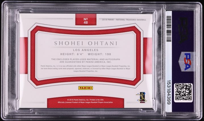 2018 National Treasures Gold Shohei Ohtani ROOKIE PATCH AUTO /49 #48 PSA 8 NM-MT