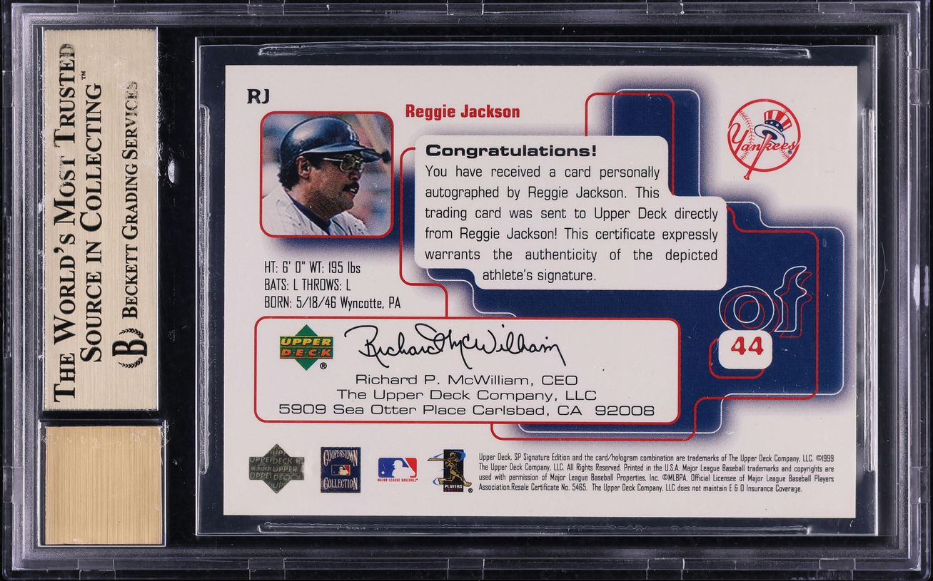 1999 SP Signature Reggie Jackson AUTO #RJ BGS 9.5 GEM MINT