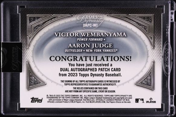2023 Topps Dynasty Dual Aaron Judge & Victor Wembanyama ROOKIE PATCH AUTO 5/5 #DAPC-WJ