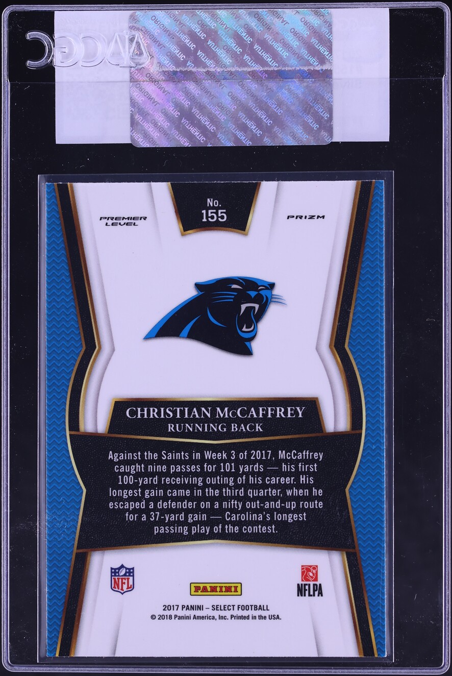 2017 Select Premier Level Silver Christian McCaffrey ROOKIE #155 CGC AUTH