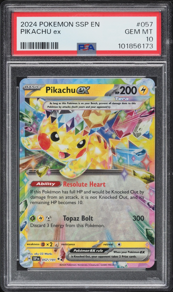 2024 Pokemon Scarlet & Violet Surging Sparks Holo Pikachu ex #57 PSA 10 GEM MINT