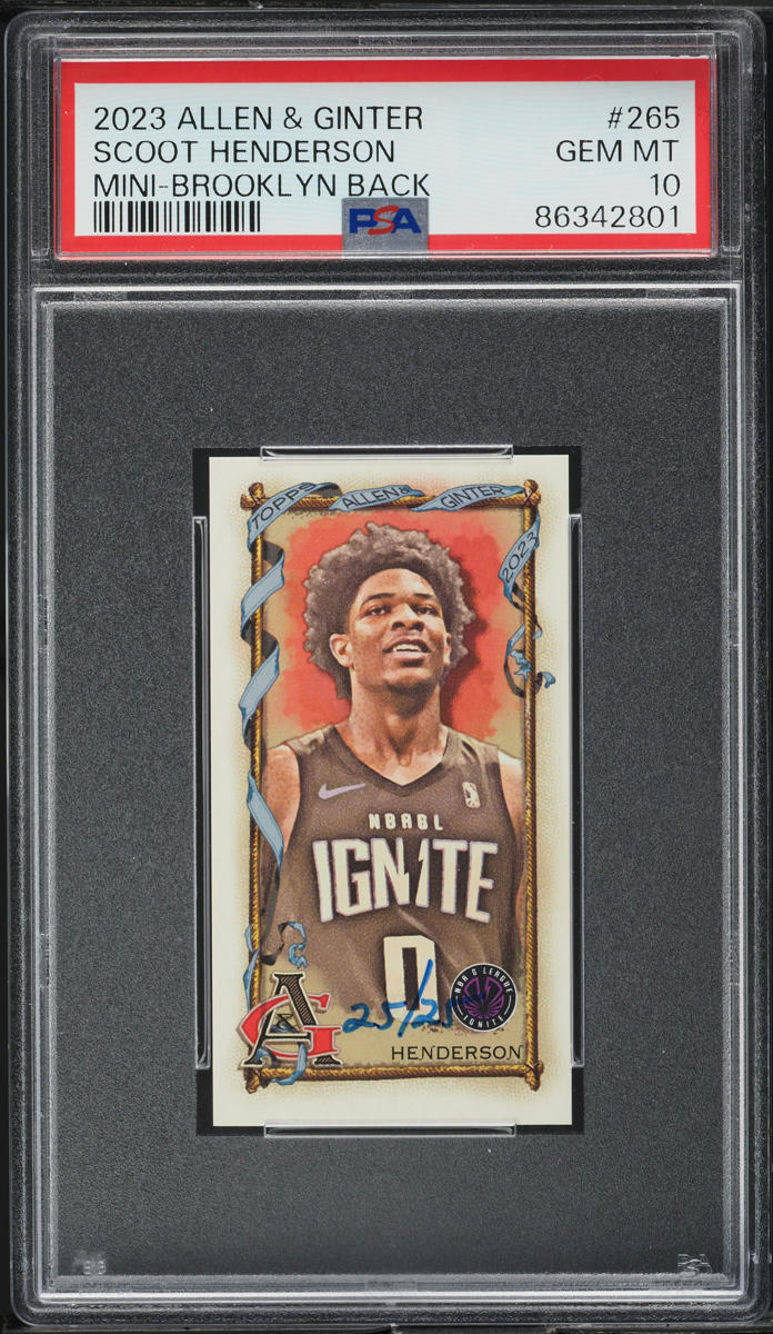 2023 Topps Allen & Ginter Mini Brooklyn Back Scoot Henderson RC 25/25 PSA 10 GEM