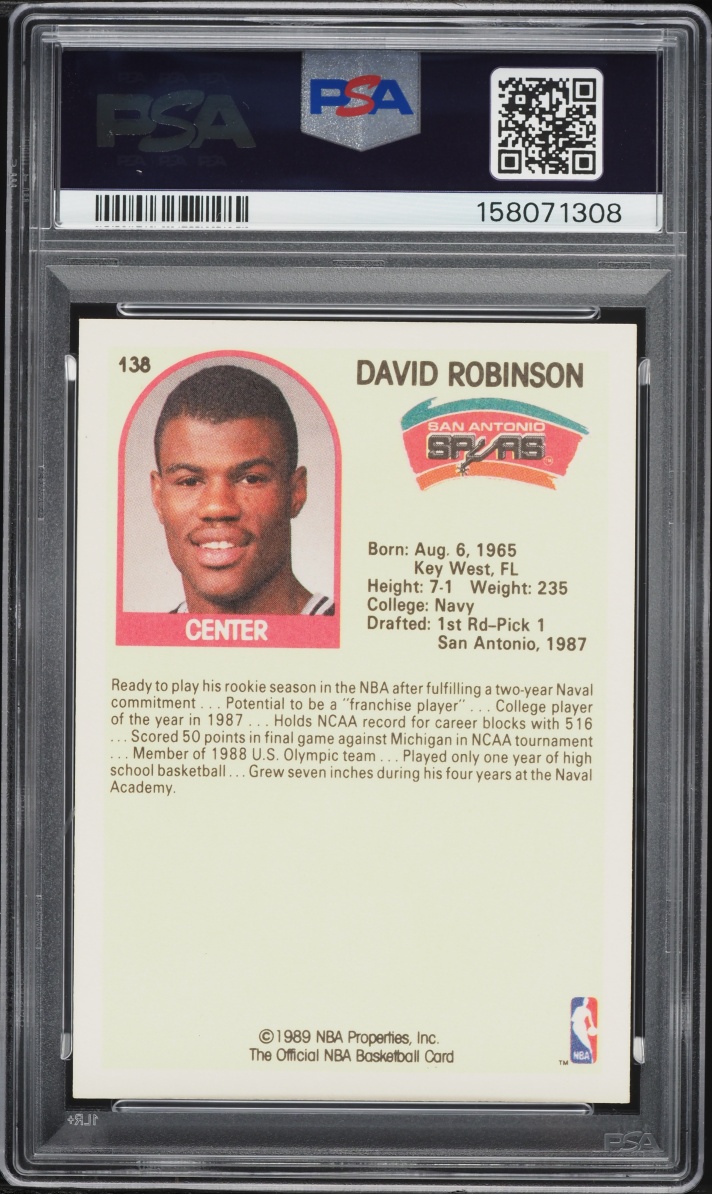 1989 Hoops David Robinson ROOKIE #138 PSA 5 EX