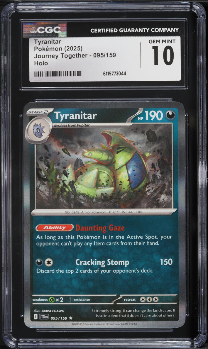 2025 Pokemon Scarlet & Violet Journey Together Holo Tyranitar #95 CGC 10 GEM MINT