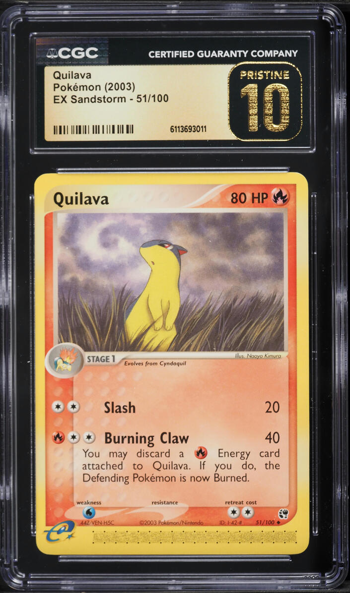 2003 Pokemon EX Sandstorm Quilava #51 CGC 10 PRISTINE