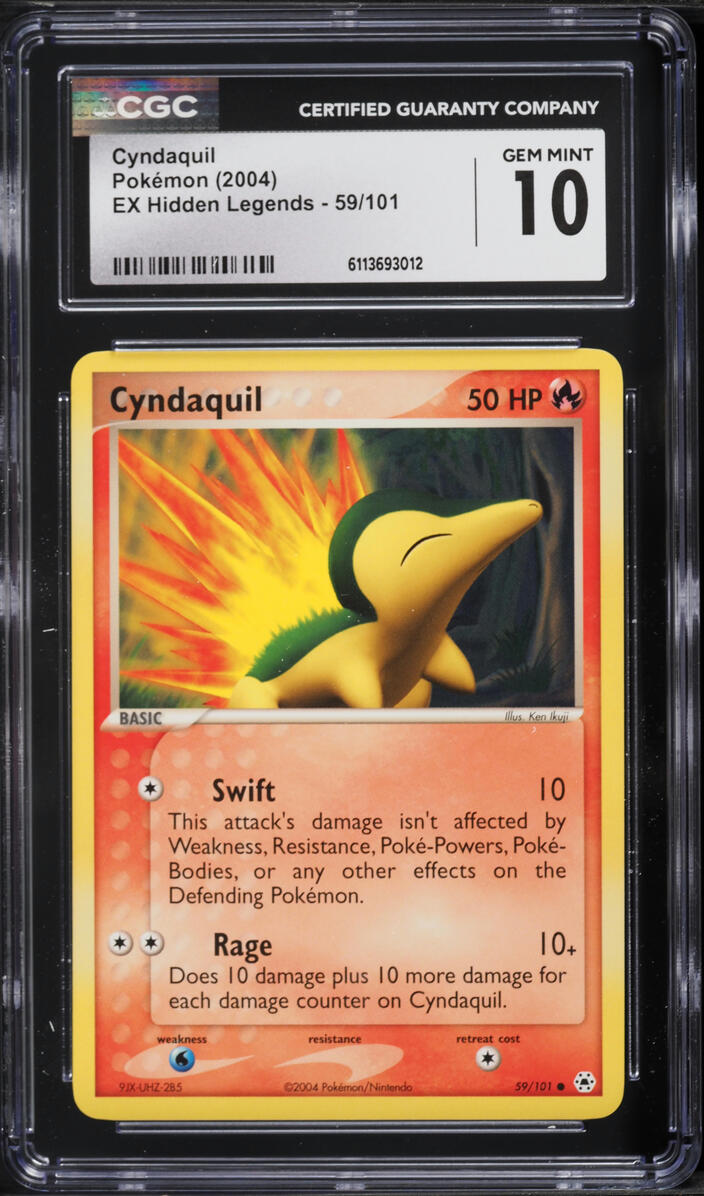 2004 Pokemon EX Hidden Legends Cyndaquil #59 CGC 10 GEM MINT