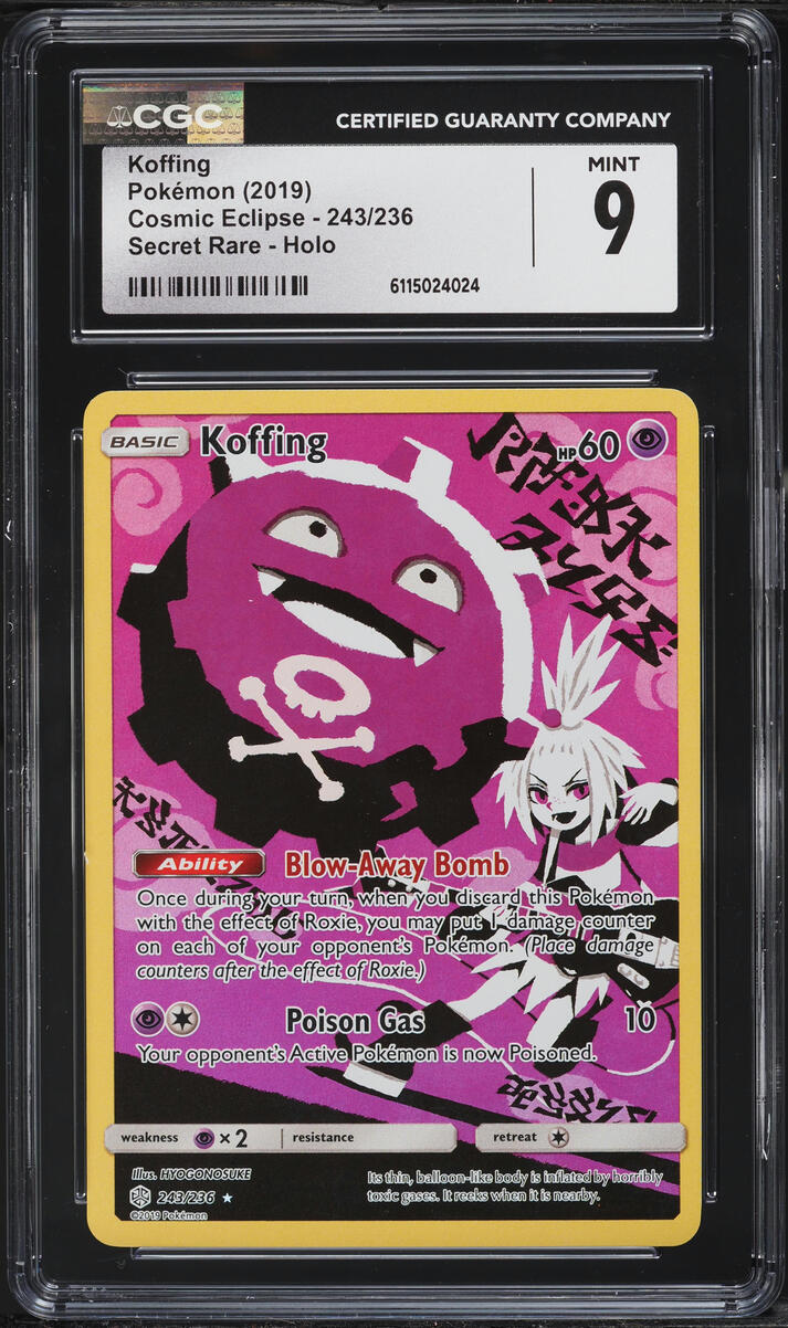 2019 Pokemon Sun & Moon Cosmic Eclipse Full Art Koffing #243 CGC 9 MINT