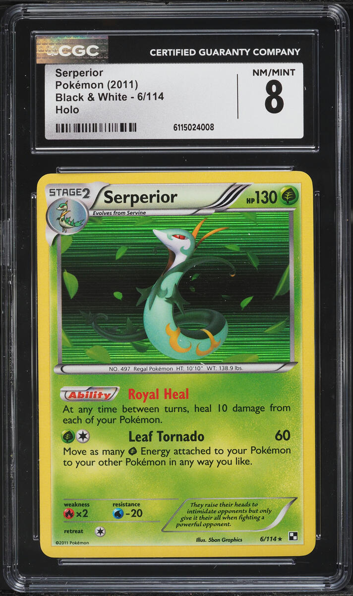 2011 Pokemon Black & White Holo Serperior #6 CGC 8 NM-MT