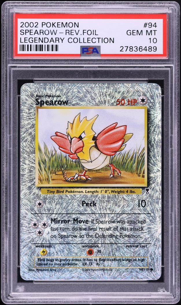 2002 Pokemon Legendary Collection Reverse Holo Spearow #94 PSA 10 GEM MINT