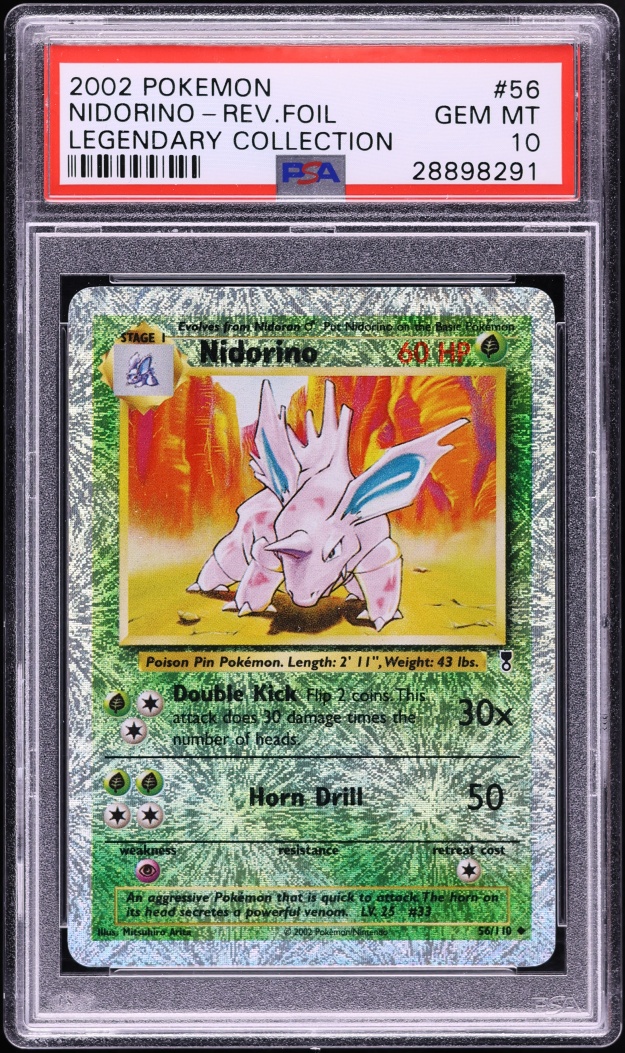 2002 Pokemon Legendary Collection Reverse Holo Nidorino #56 PSA 10 GEM MINT