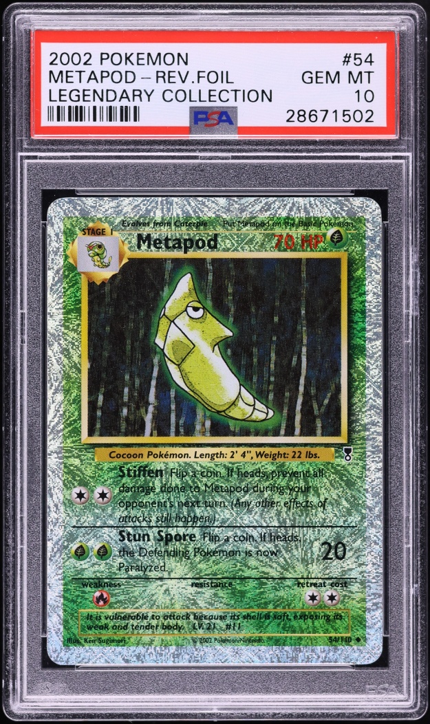 2002 Pokemon Legendary Collection Reverse Holo Metapod #54 PSA 10 GEM MINT