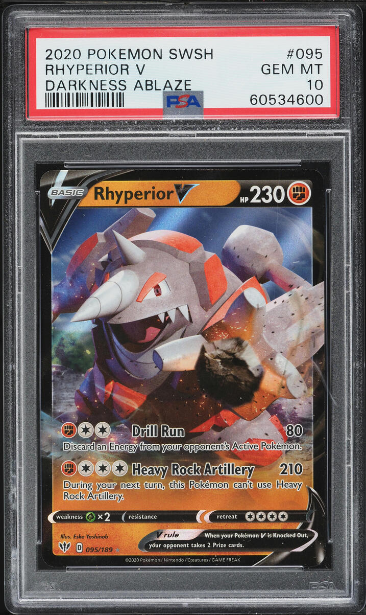 2020 Pokemon Sword & Shield Darkness Ablaze Holo Rhyperior V #95 PSA 10 GEM MINT