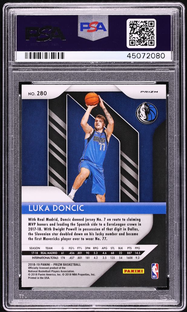 2018 Panini Prizm White Sparkle Luka Doncic ROOKIE #280 PSA 10 GEM MINT