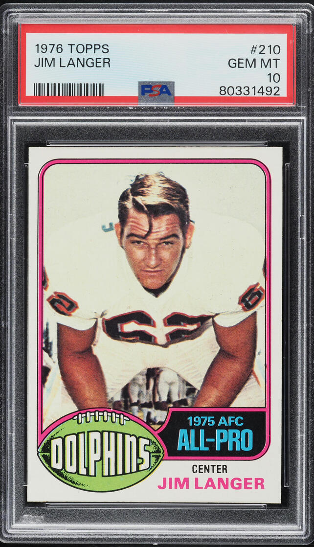 1976 Topps Football Jim Langer #210 PSA 10 GEM MINT
