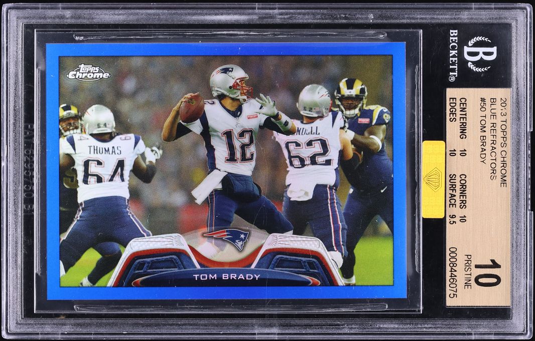 2013 Topps Chrome Blue Refractor Tom Brady /199 #50 BGS 10 PRISTINE