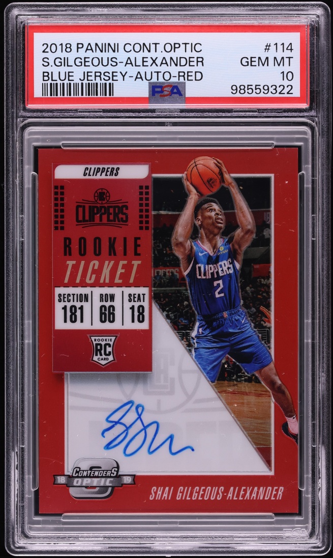 2018 Panini Contenders Optic Red Shai Gilgeous-Alexander ROOKIE AUTO /149 #114 PSA 10 GEM MINT - Photo 1