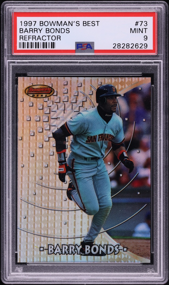 1997 Bowman's Best Refractor Barry Bonds #73 PSA 9 MINT - Photo 1