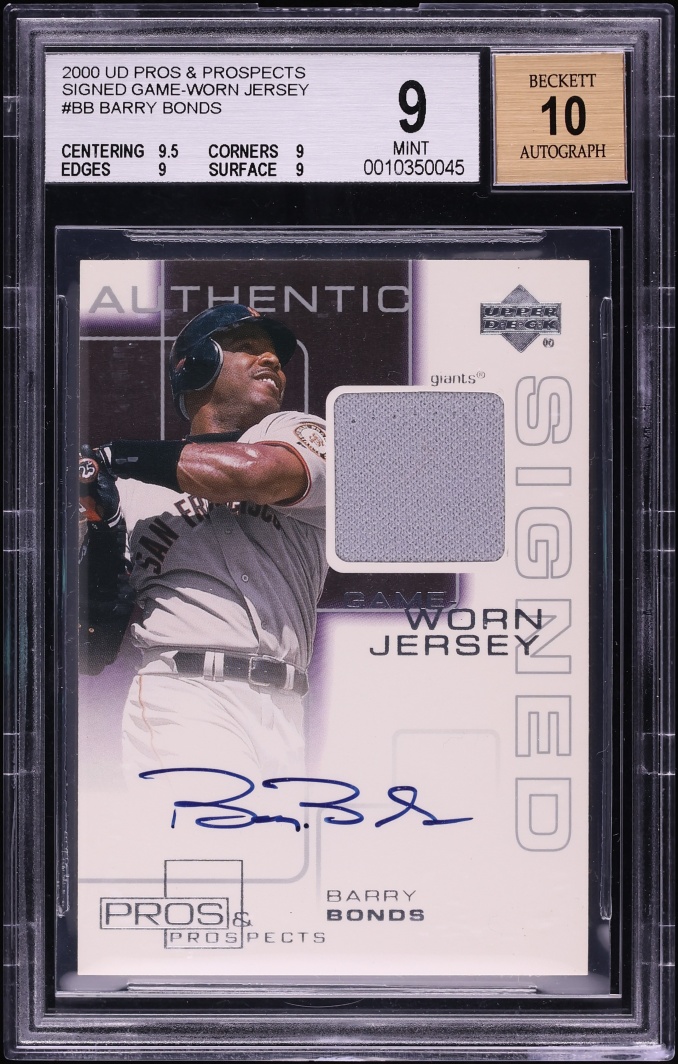 2000 Upper Deck Pros & Prospects Game Worn Jersey Barry Bonds PATCH AUTO #BB BGS 9 MINT - Photo 1