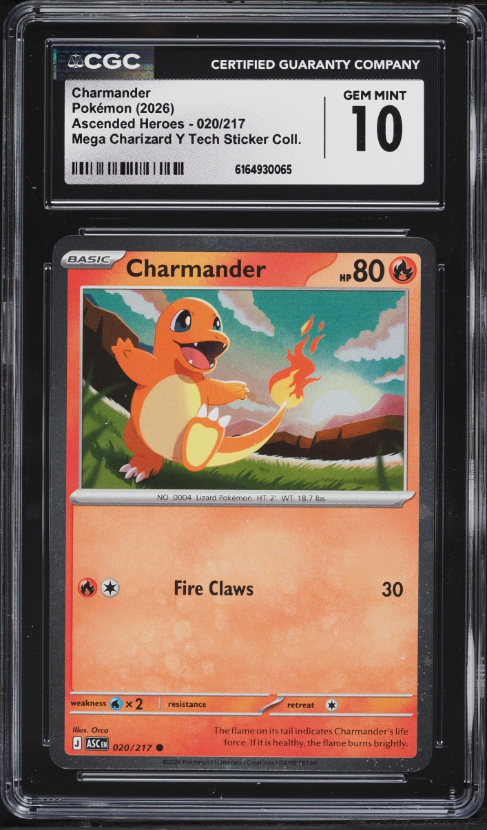 2026 Pokemon Mega Evolution Ascended Heroes Tech Sticker Charmander #20 CGC 10 GEM MINT
