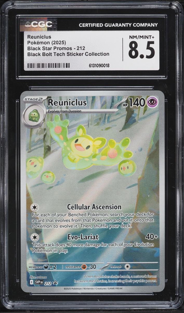 2025 Pokemon Scarlet & Violet Promo Black Bolt Tech Sticker Alt Art Reuniclus #212 CGC 8.5