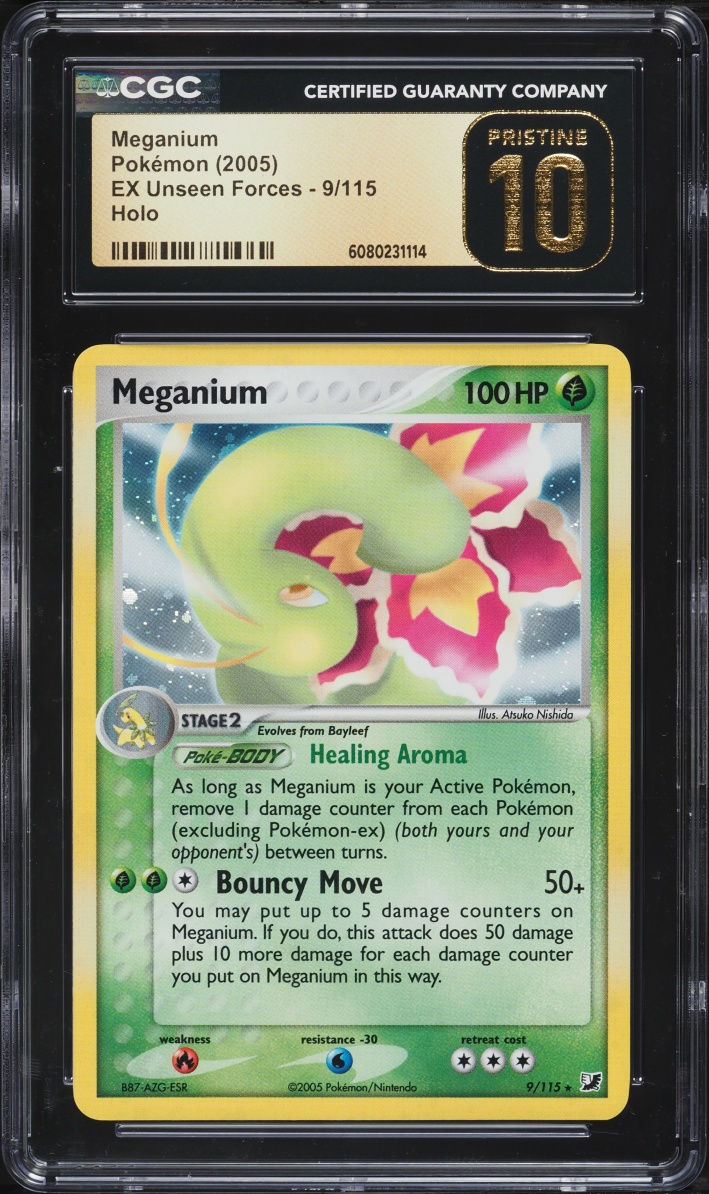 2005 Pokemon EX Unseen Forces Holo Meganium #9 CGC 10 PRISTINE