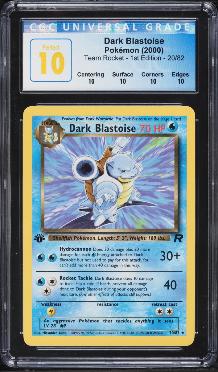 2000 Pokemon Team Rocket 1st Edition Dark Blastoise #20 CGC 10 PERFECT