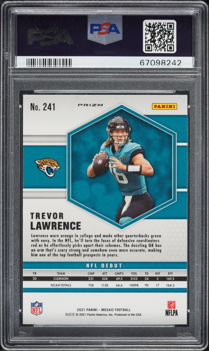 2021 Panini Mosaic Genesis Trevor Lawrence ROOKIE #241 PSA 9 MINT