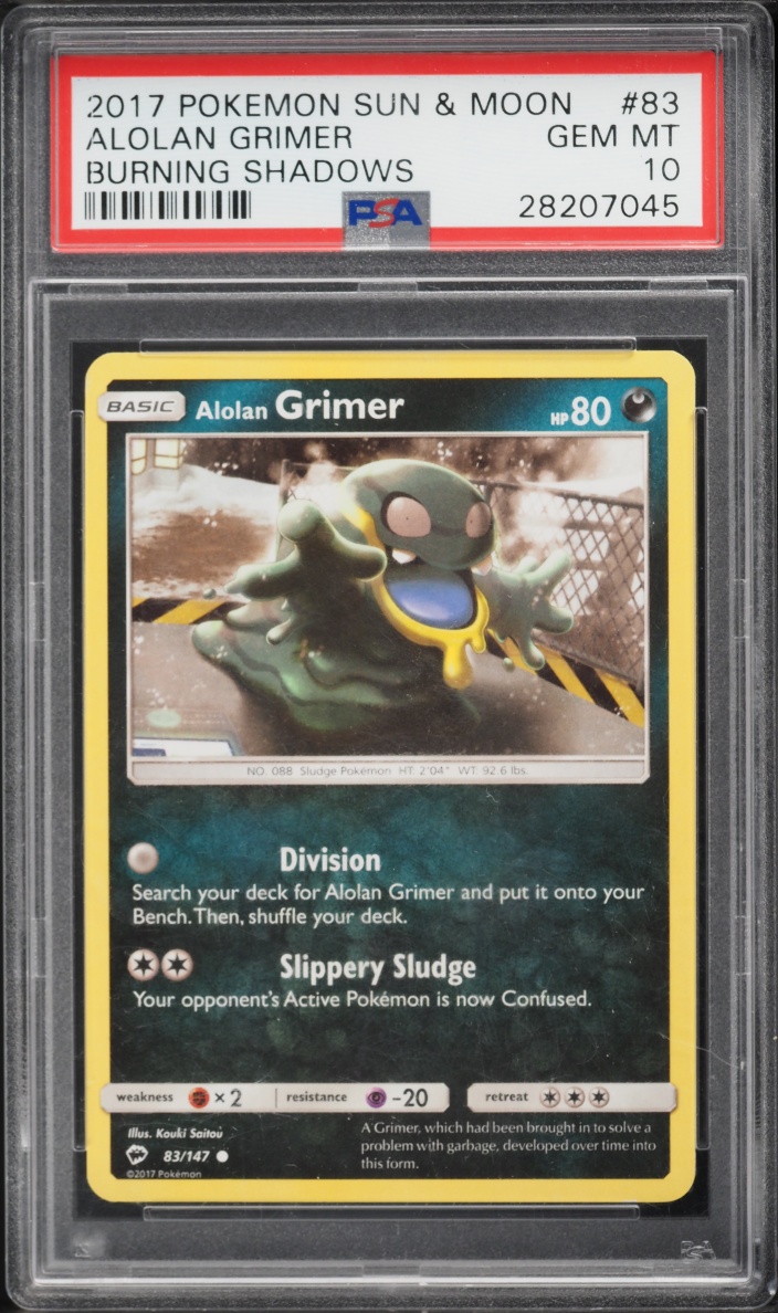 2017 Pokemon Sun & Moon Burning Shadows Alolan Grimer #83 PSA 10 GEM MINT