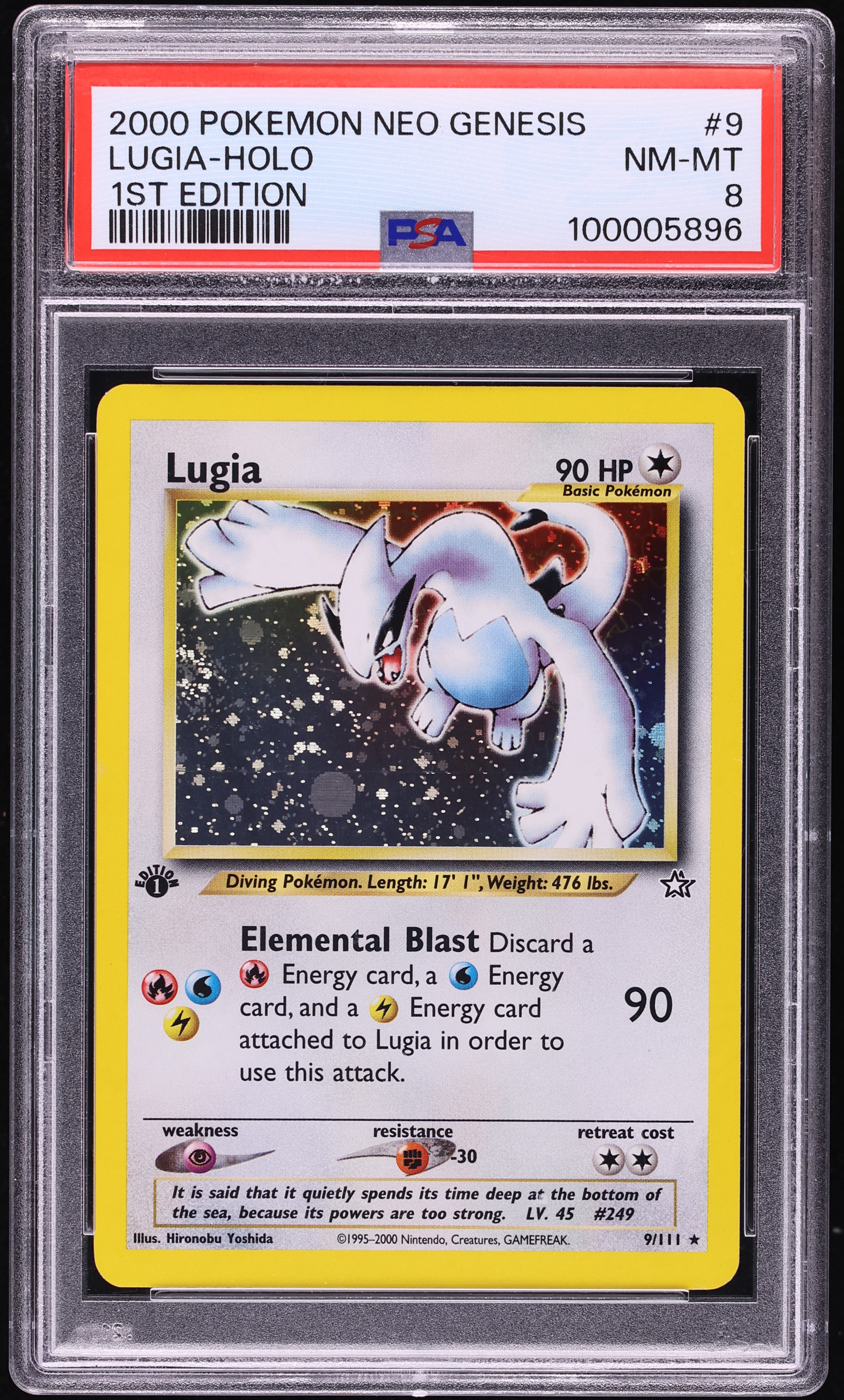 2000 Pokemon Neo Genesis 1st Edition Holo Lugia #9 PSA 8 NM-MT