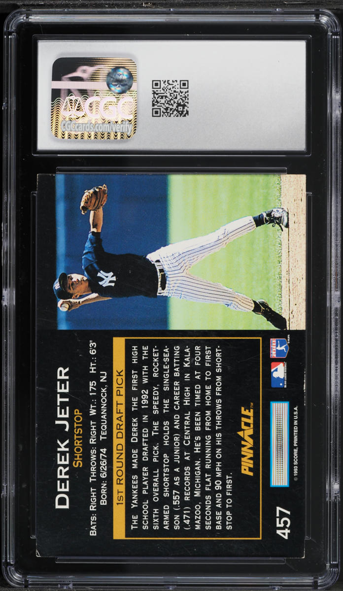 1993 Pinnacle Derek Jeter ROOKIE #457 CGC 7 NRMT