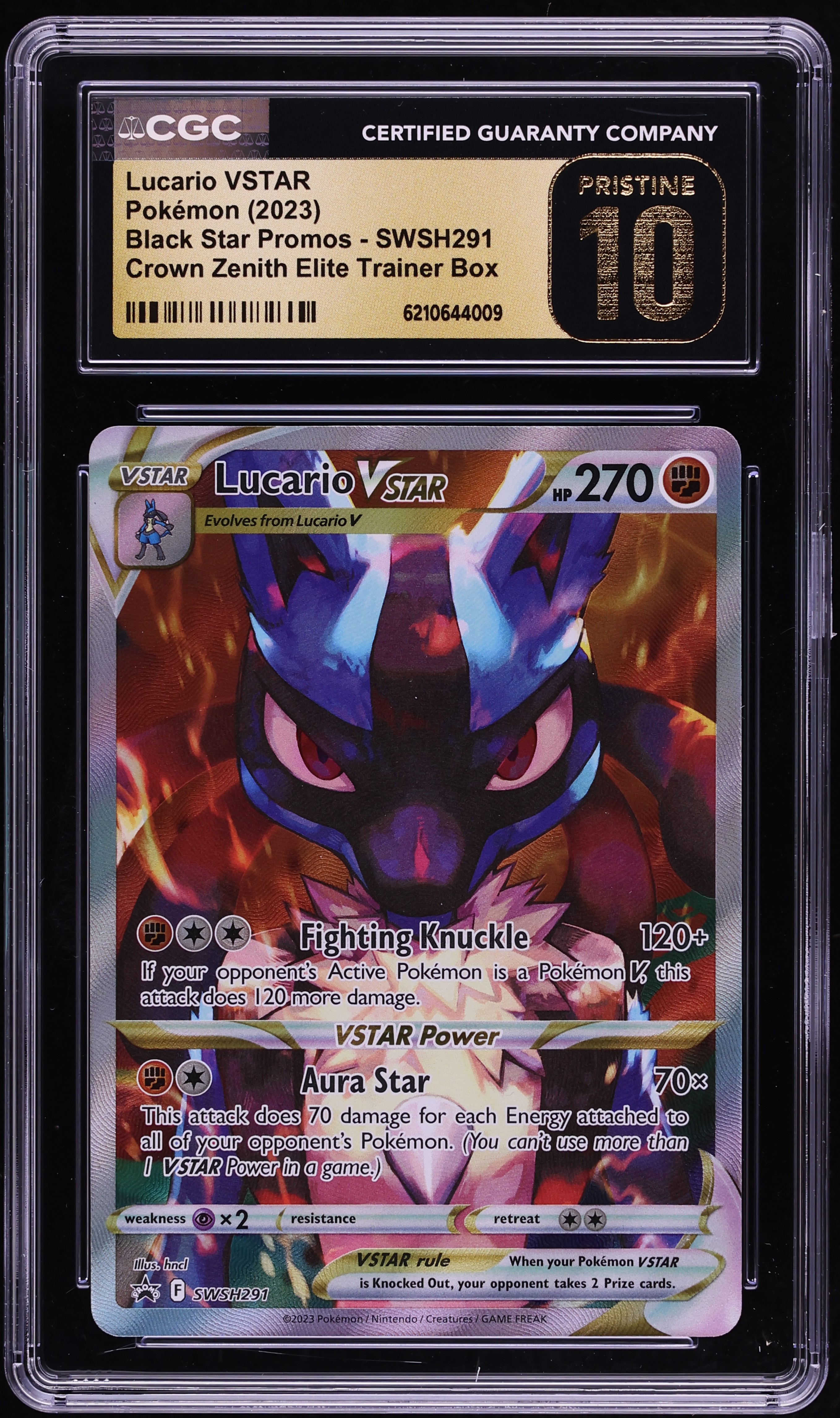 2023 Pokemon SWSH Promo Crown Zenith ETB Full Art Lucario VSTAR #SWSH291 CGC 10 PRISTINE