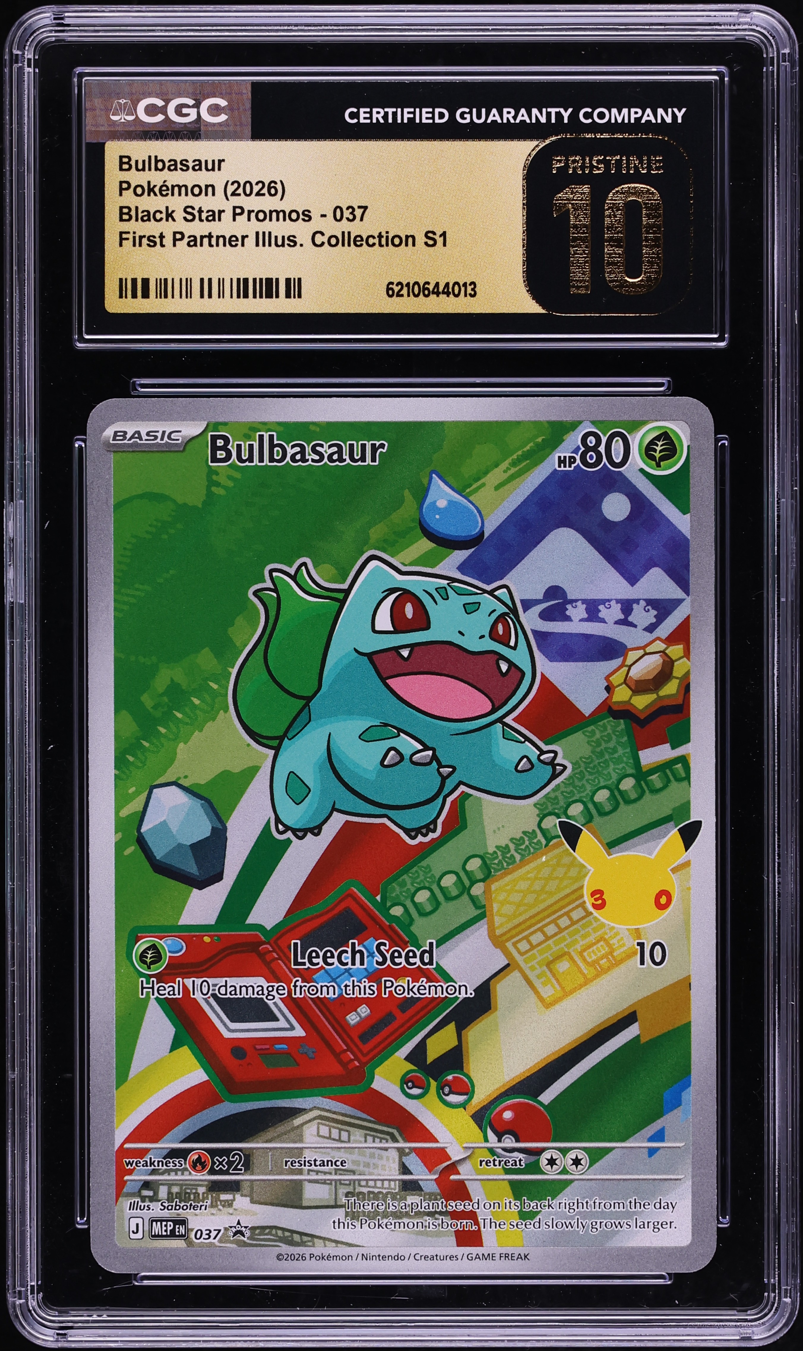 2026 Pokemon Mega Promo First Partner Illustration S1 Full Art Bulbasaur #37 CGC 10 PRISTINE