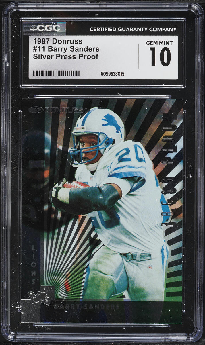 1997 Donruss Silver Press Proof Barry Sanders #11 CGC 10 GEM MINT