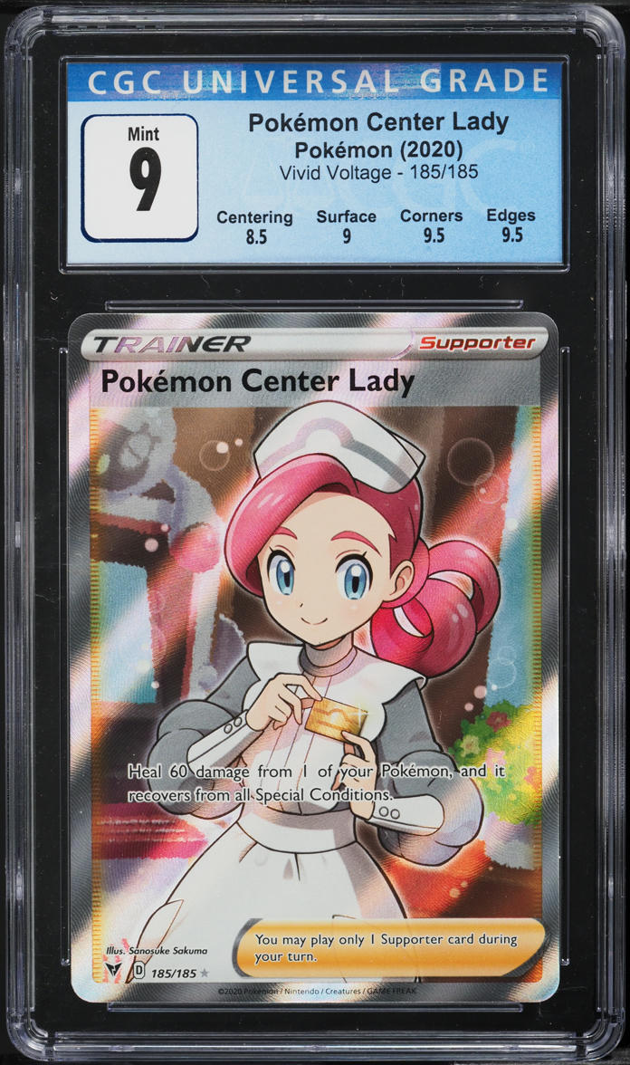 2020 Pokemon SWSH Vivid Voltage Full Art Pokemon Center Lady #185 CGC 9 MINT