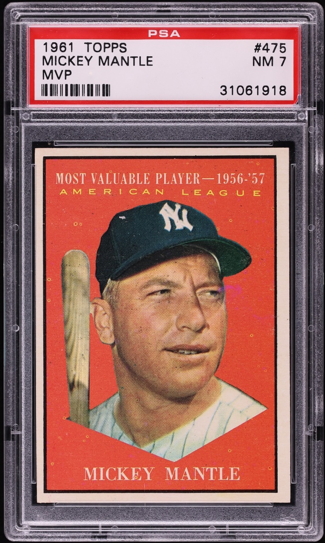 1961 Topps Mickey Mantle MVP #475 PSA 7 NRMT