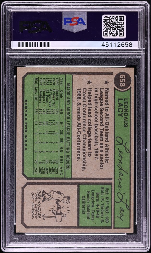 1974 Topps Lee Lacy #658 PSA 10 GEM MINT
