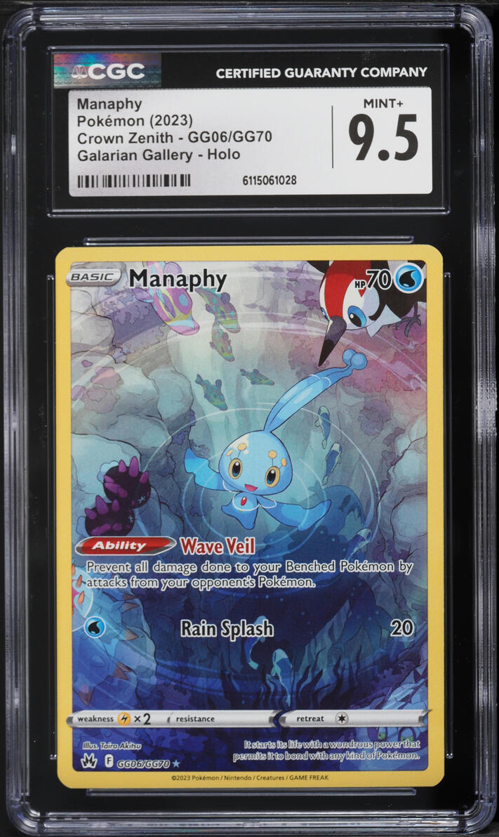 2023 Pokemon Sword & Shield Crown Zenith Full Art Manaphy #GG06 CGC 9.5 MINT+