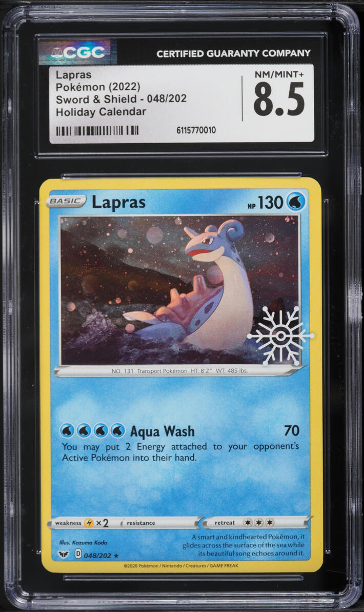 2022 Pokemon Sword & Shield Holiday Calendar Lapras #048 CGC 8.5 NM-MT+