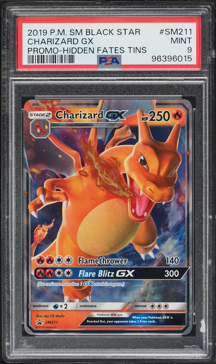 2019 Pokemon Sun & Moon Promo Hidden Fates Tin Charizard GX #SM211 PSA 9 MINT