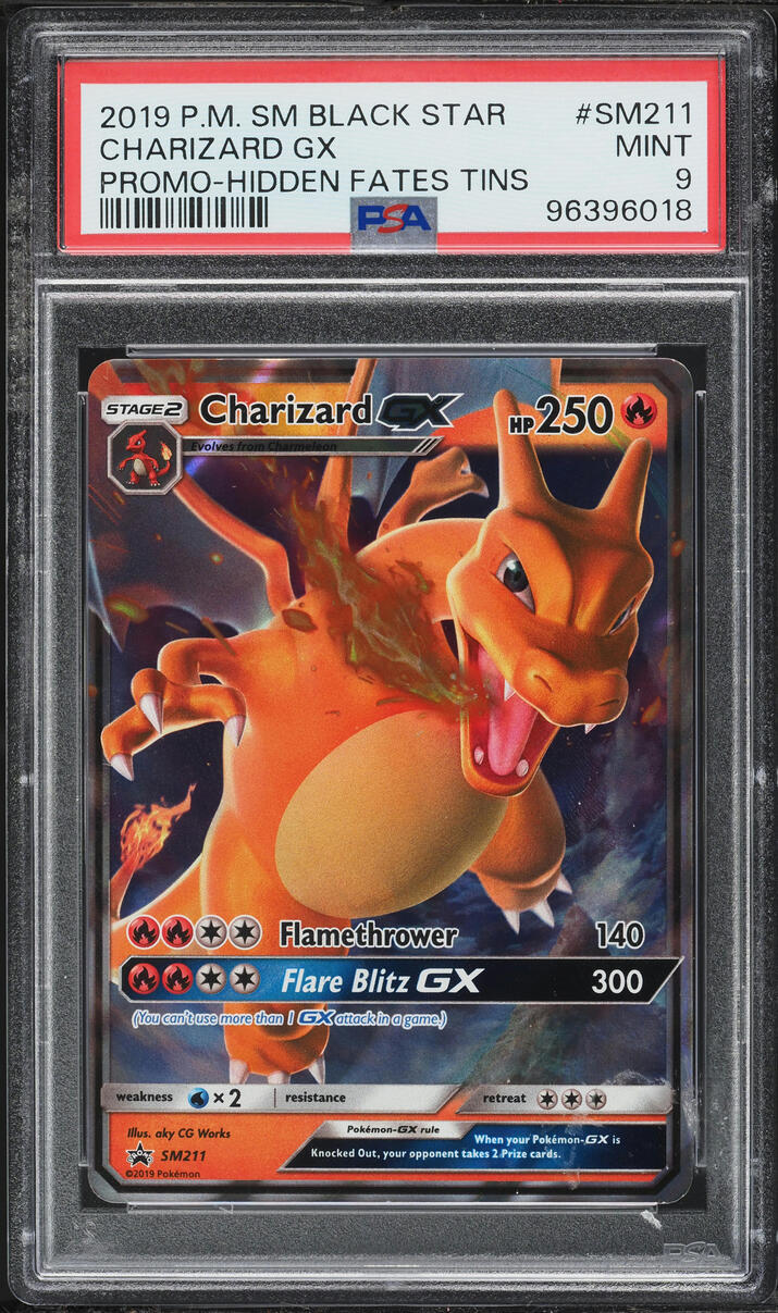 2019 Pokemon Sun & Moon Promo Hidden Fates Tin Charizard GX #SM211 PSA 9 MINT